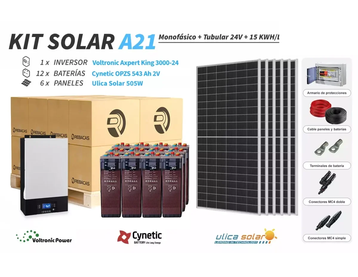 Kit Solar Aislada 21 5000/1000 Wh/día OPZS sin Conexión a Red