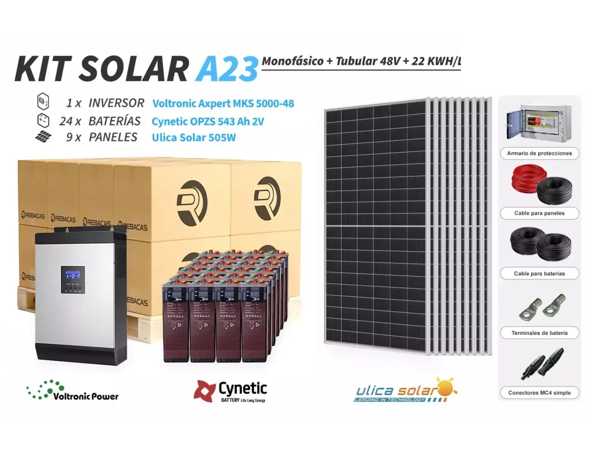 Kit Solar Aislada 23 9000/18000 Wh/día OPZS