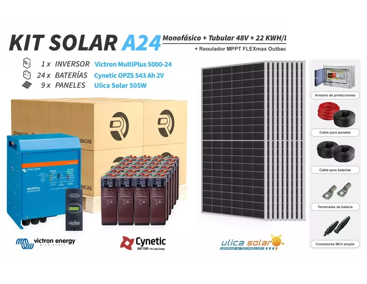 Kit Solar Aislada 24 9000/18000 Wh/día Victron