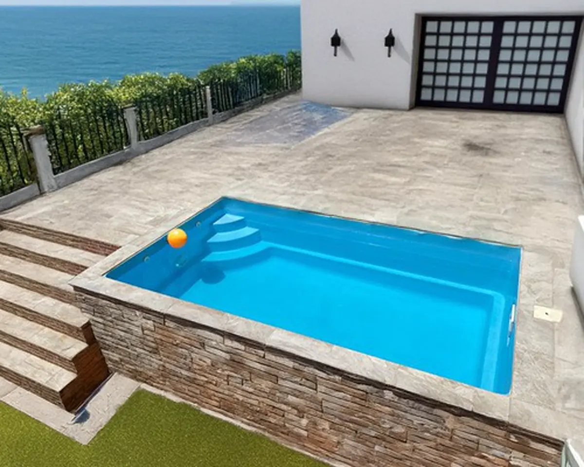 Piscina 4×2 elevada poliester prefabricada Candela