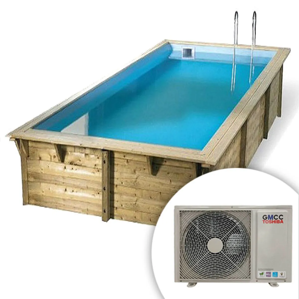 Piscina climatizada de madera 4,50m x 2,50m x 1,26m