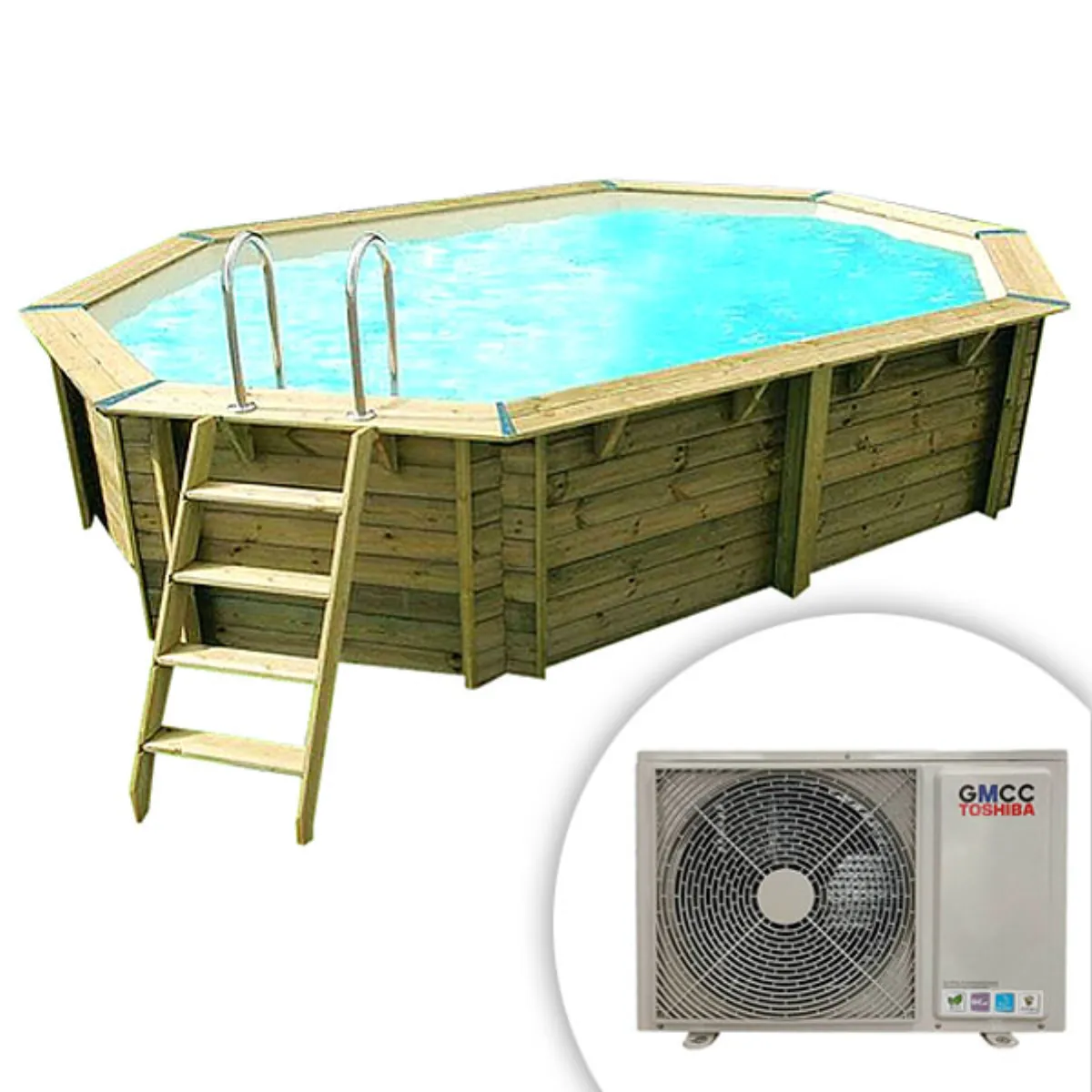 Piscina climatizada de madera 4,90m x 3m x 1,20m