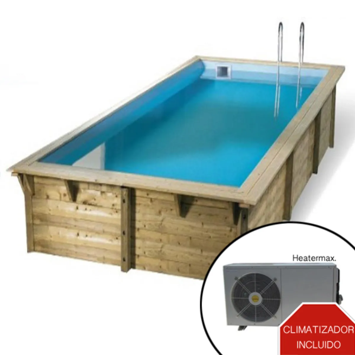 Piscina climatizada de madera 5,05m x 3,50m x 1,26m
