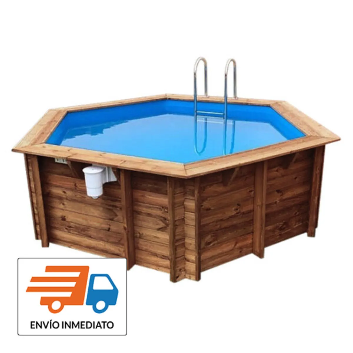 Piscina de madera Azura 4,10m X 1,20m con cubierta de verano