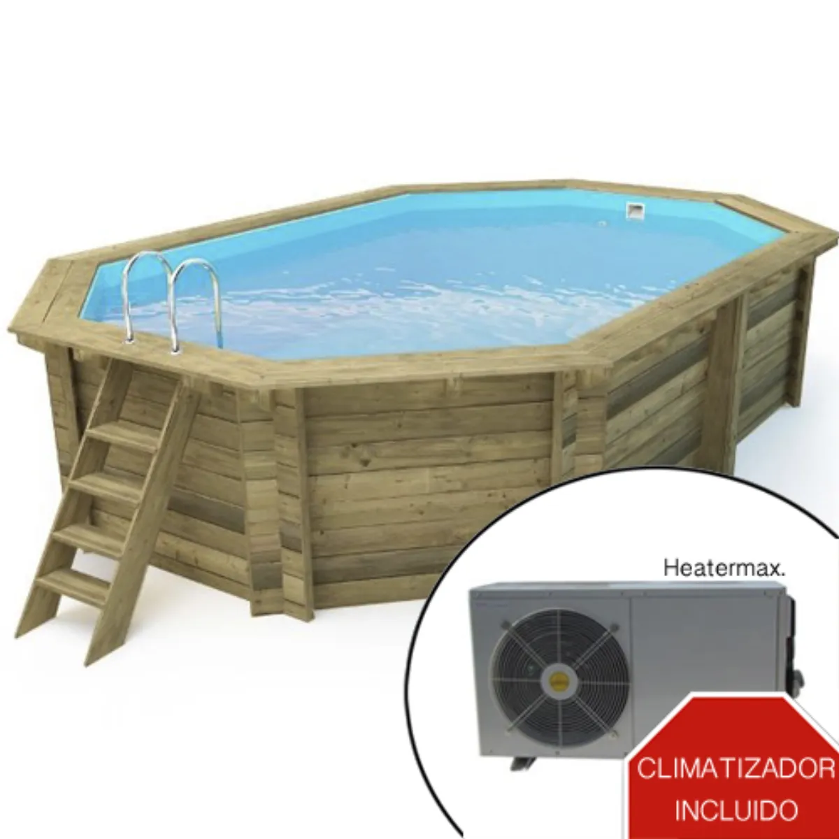 Piscina de madera climatizada 5,60m x 3,70m x 1,24m