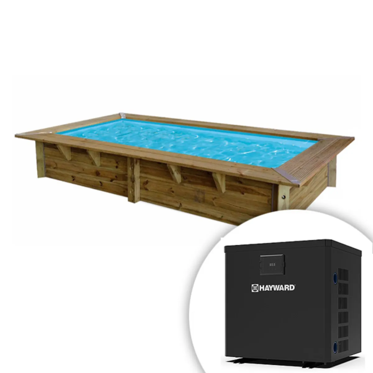 Piscina de madera climatizada Rectangular 3,50m x 2m x 0,71m
