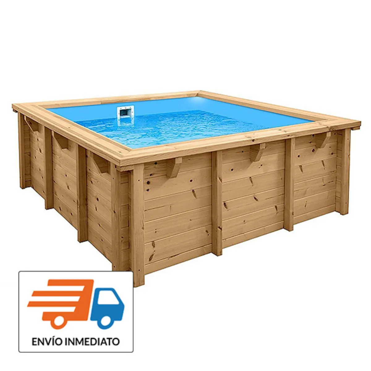 Piscina de madera Java 2,10 x 2,10 x 0,78m con depuradora Monoblock de