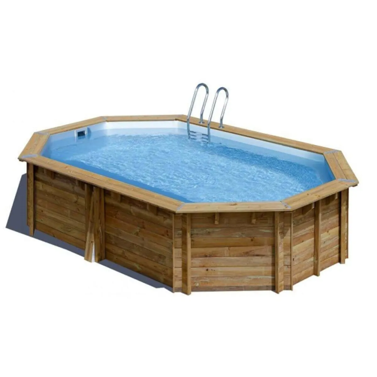 Piscina de madera Macadamia octogonal alargada 6,32m x 3,35m x 1,30m