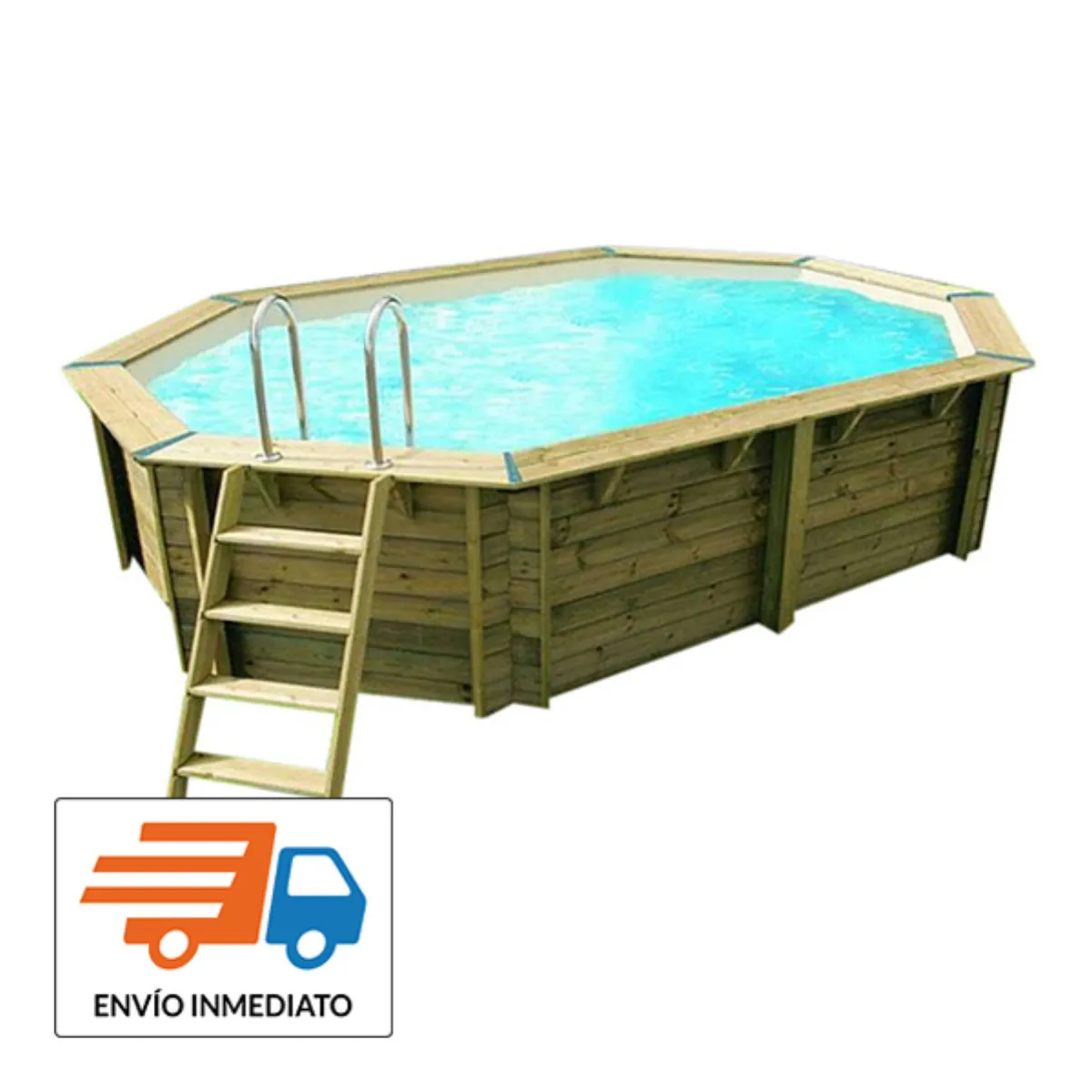Piscina de madera Sun 4,90m X 3,00m x 1,20m con cubierta solar