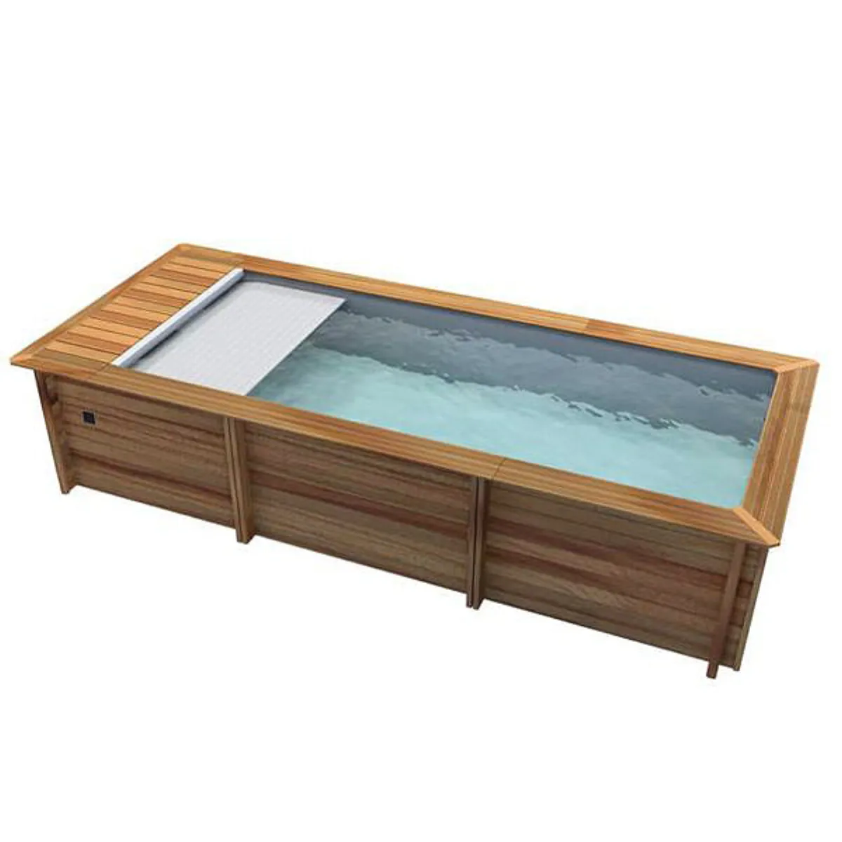 Piscina de madera Urbaine 6,00 x 2,50 x 1,33m con cubierta automática de persiana