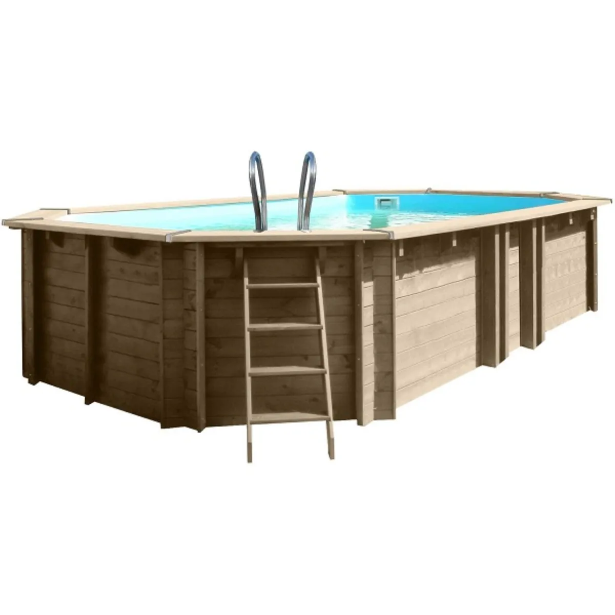 Piscina de madera Vermela octogonal alargada 6,72m x 4,72m x 1,46m