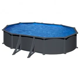 Piscina Anthracite ovalada con postes altura 132 cm
