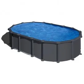 Piscina Anthracite ovalada sin postes altura 132 cm
