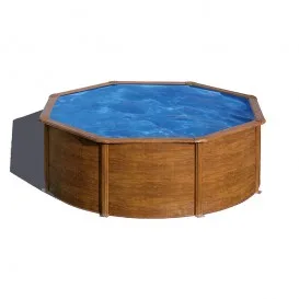 Piscina desmontable Sicilia circular imitación madera