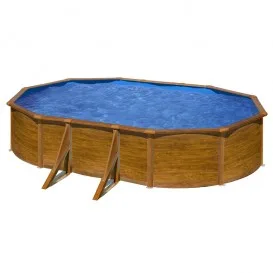 Piscina desmontable Sicilia ovalada imitación madera
