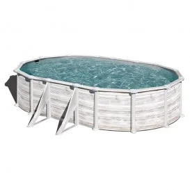 Piscina Groenlandia ovalada imitación madera