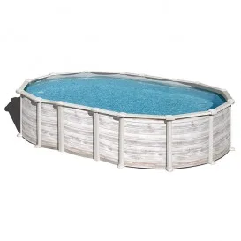 Piscina Islandia ovalada imitación madera